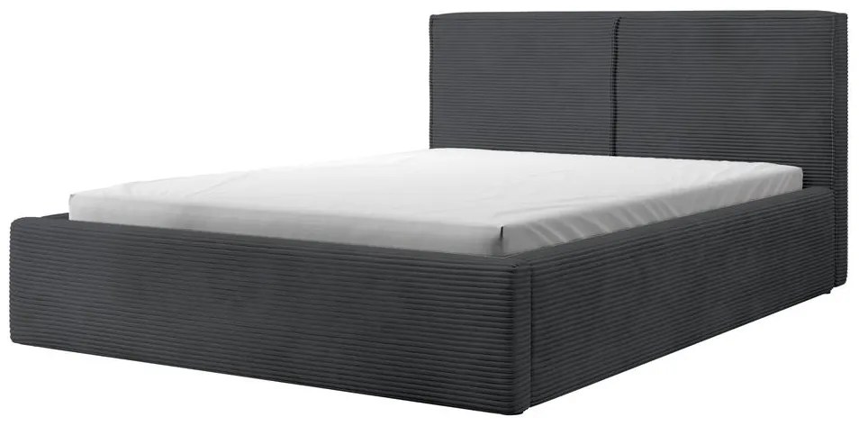 Franciaágy 140 cm Fatime (ágyráccsal) (tárolóhellyel) (sötétszürke + fekete). 1099183