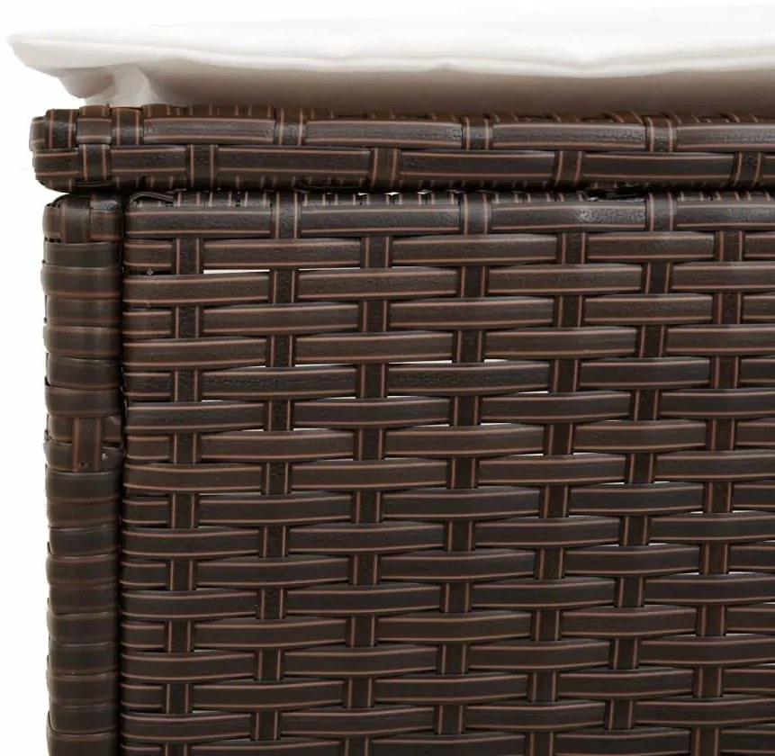barna polyrattan napozóágy asztallal és párnával