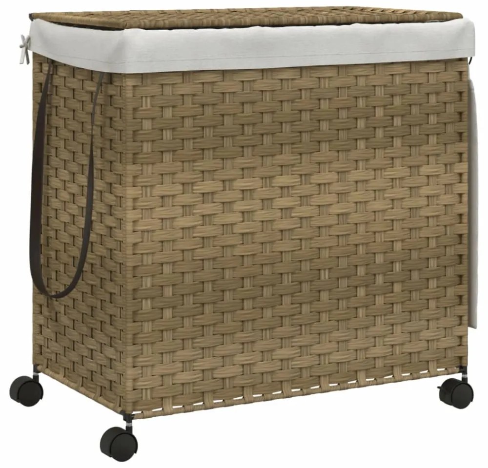 polyrattan szennyeskosár kerekekkel 60x35x60,5 cm