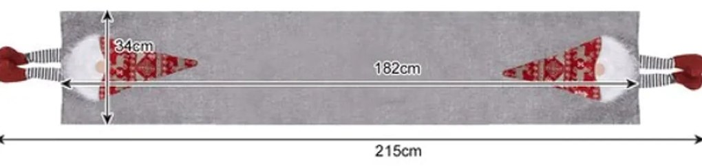 Karácsonyi asztali futó NORDIC GNOME 34x180 cm, szürke