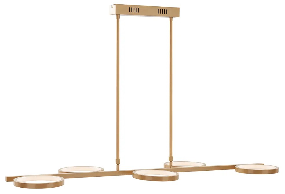 Modern függőlámpa LED-del, 3 fokozatban szabályozható arany 5-lámpás - Vivé