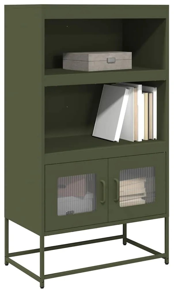 Highboard olívazöld 68x39x123 cm Acél