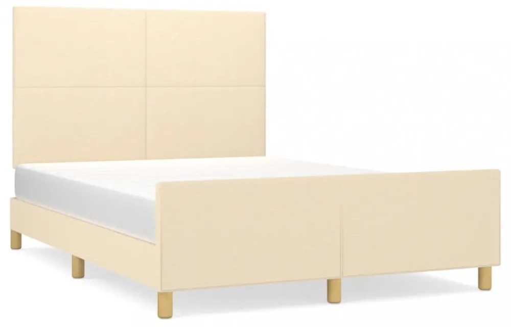 krémszínű szövet ágykeret matrac nélkül 140 x 200 cm