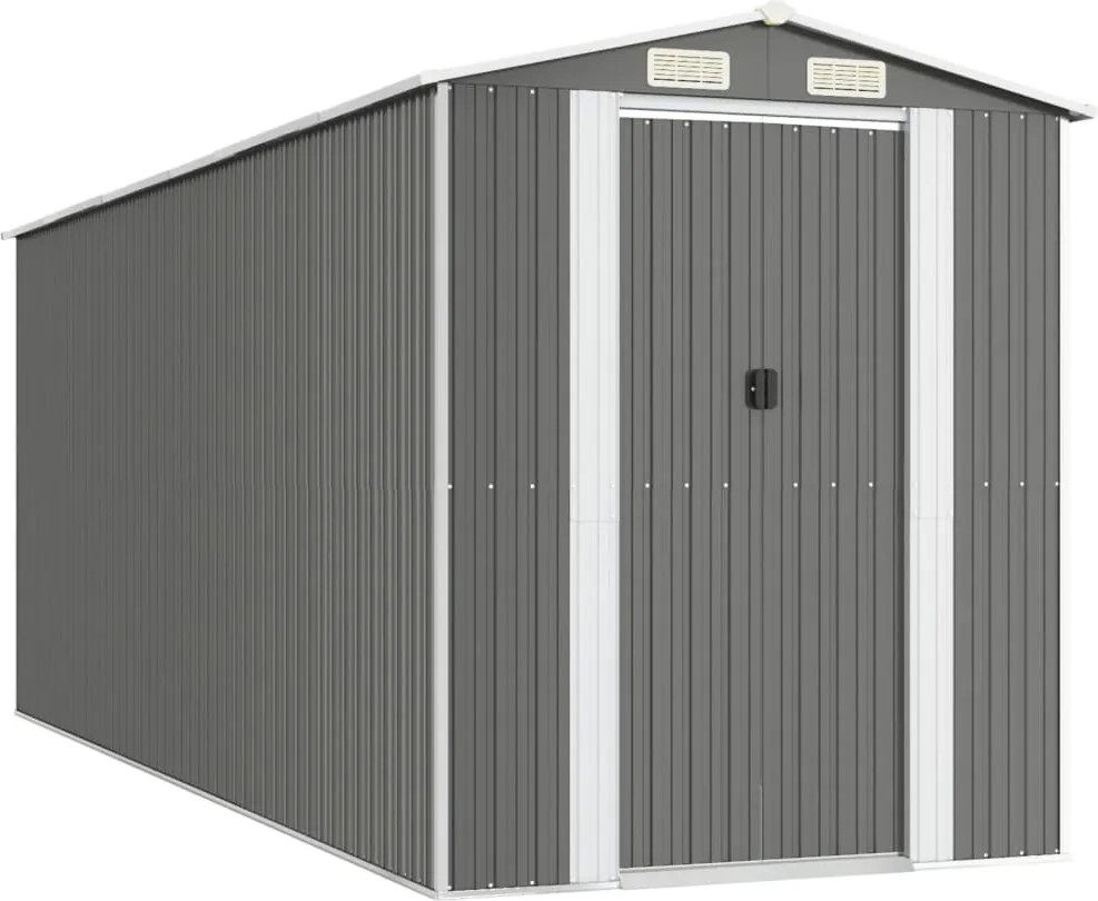 vidaXL világosszürke horganyzott acél kerti fészer 192 x 523 x 223 cm