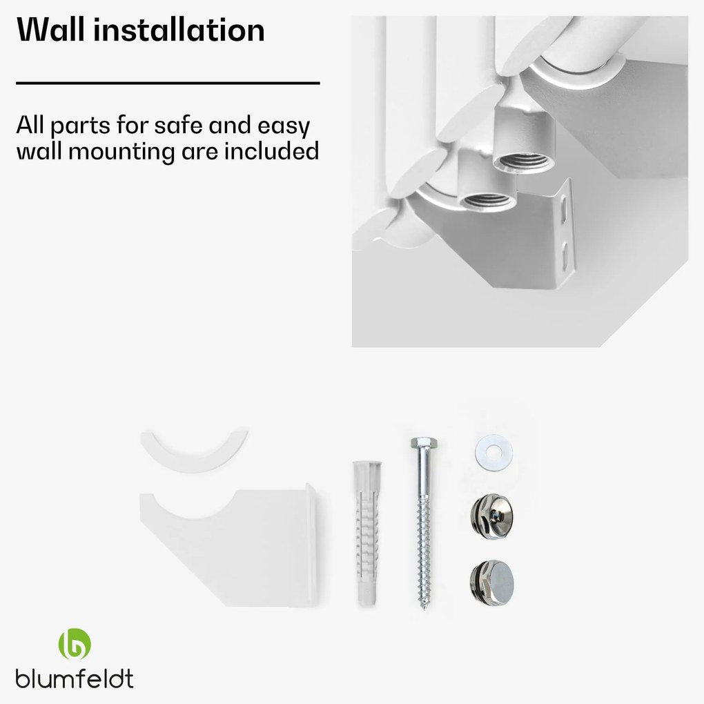 Blumfeldt Tallheo, 41 x 180, radiátor, fürdőszoba radiátor, csőradiátor, 691 W, melegvzes, 1/2