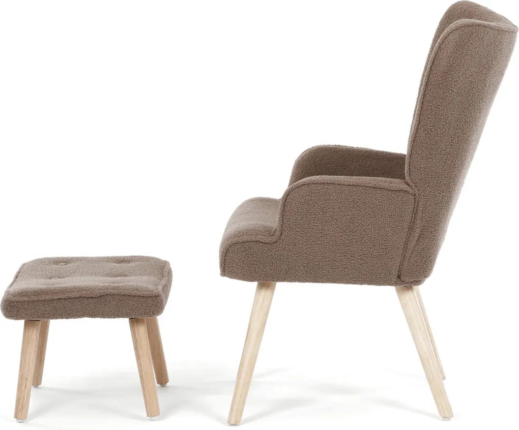Barna relaxfotel, boucle szövet kárpitozással, AK-319 BR2