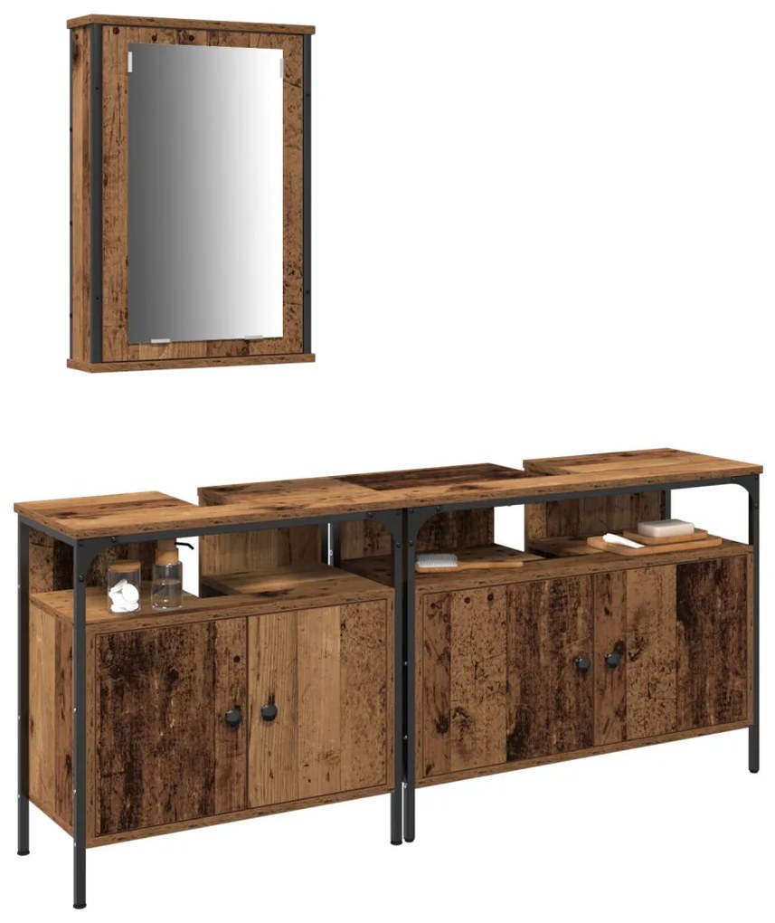 Fürdőszobai Mosdószekrények 3 pcs Barna 80 x 30 x 60 cm Faanyag