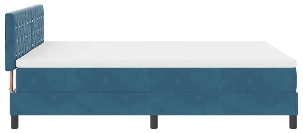 Boxspring Ágy Matrac & LED Sötétkék 140x190 cm Bársonyos
