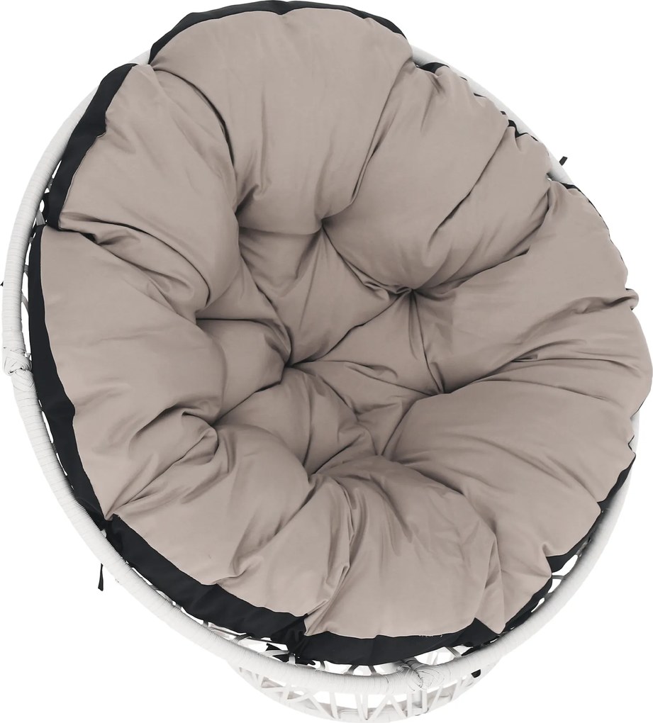 Forgó fotel párnával, fehér/taupe/fekete, TRISS BIG