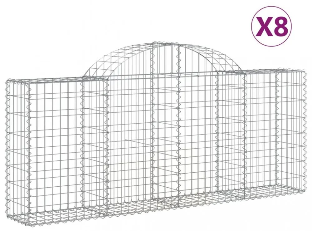 vidaXL 8 db íves horganyzott vas gabion kosár 200x30x80/100 cm