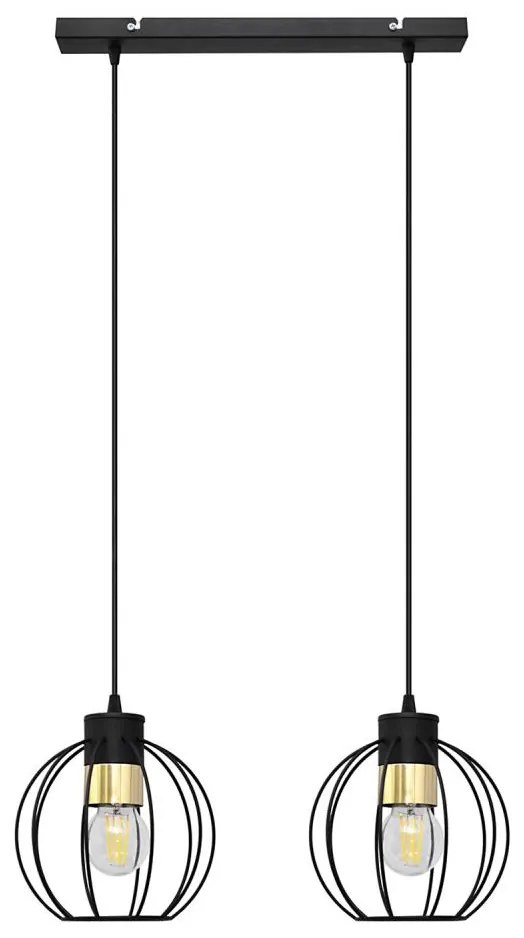 Csillár zsinóron STARLIGHT 2xE27/15W/230V fekete/arany