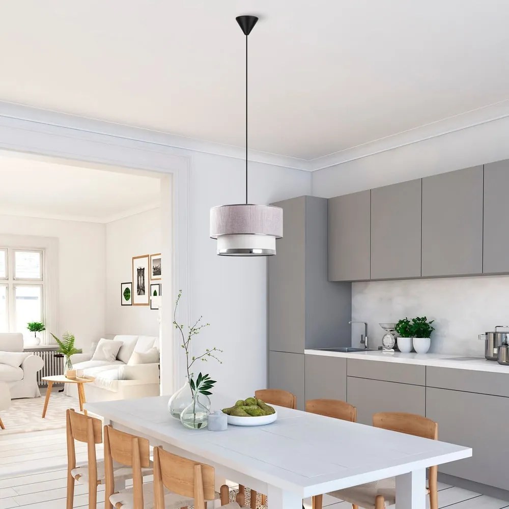 Szürke-ezüstszínű függőlámpa textil búrával ø 30 cm Cake – Opviq lights