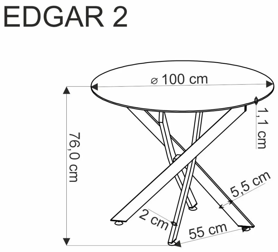 Edgar 2 kerek étkezőasztal fehér márvány 100cm