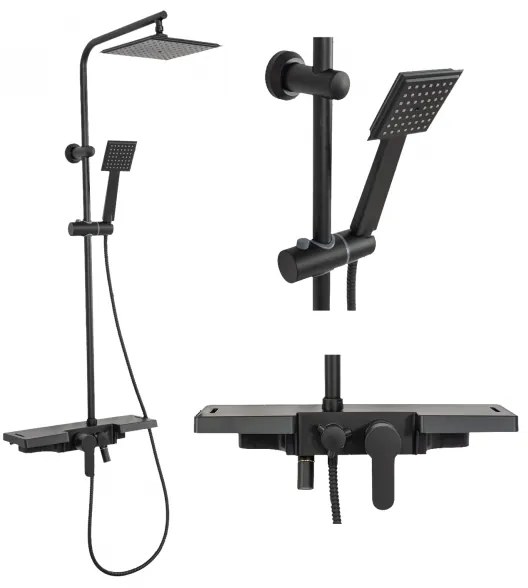 REA-P0636 - BRAVO matt fekete zuhanyszett