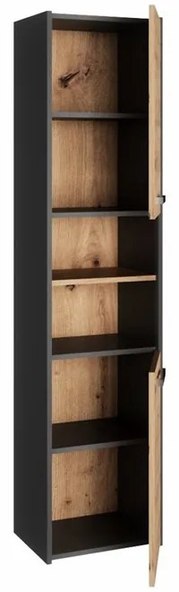 Riano MIX S40 fürdőszoba szekrény, 40x170x30 cm, antracit-tölgy