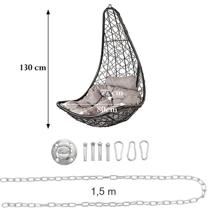 Natal Easy kerti függőfotel fehér rögzítő készlettel