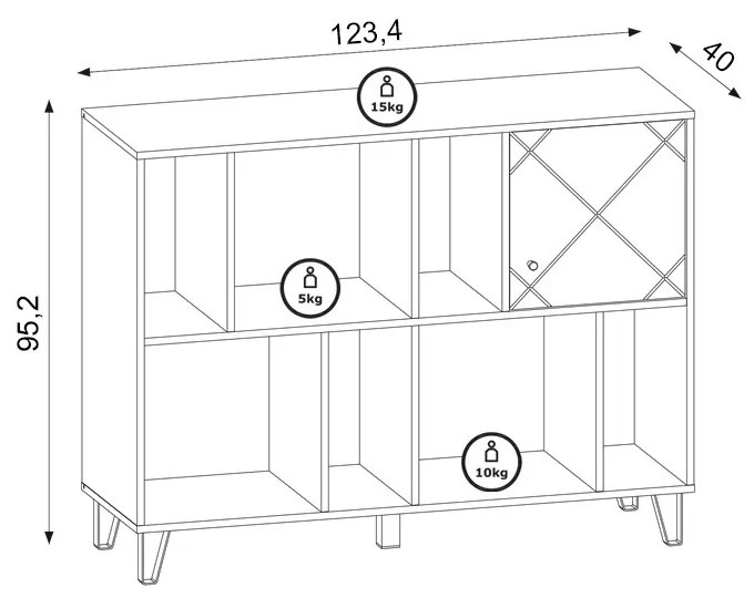 Polcos szekrény 1 ajtós Artisan tölgy / fehér matt színkombinációban – BILBAO BL09