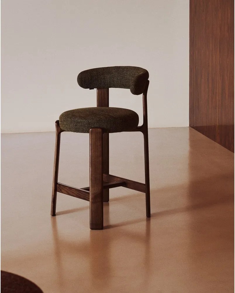 Zöld-sötét natúr színű kőrisfa bárszék (ülésmagasság 65 cm) Granite – Kave Home