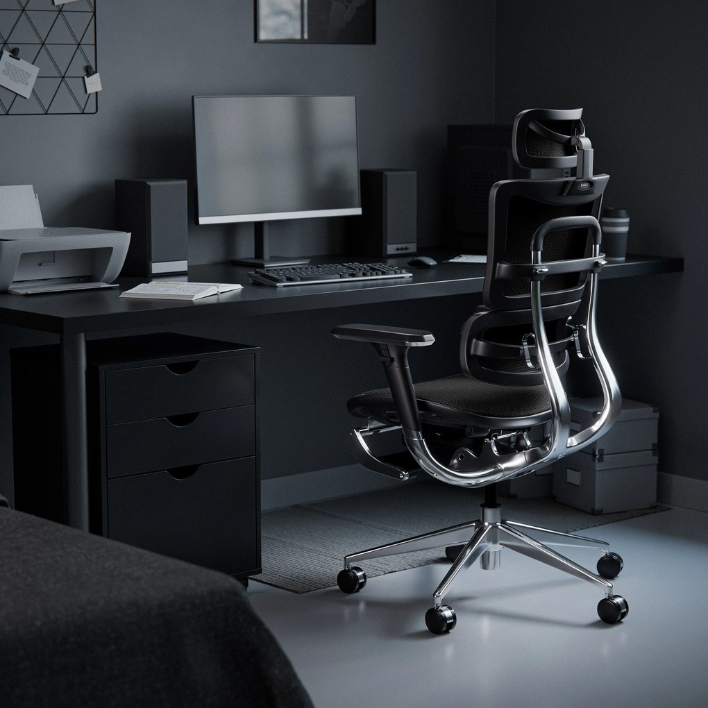 Ergonomikus irodai szék lábtartóval Normal Size, fekete: Diablo V-Master