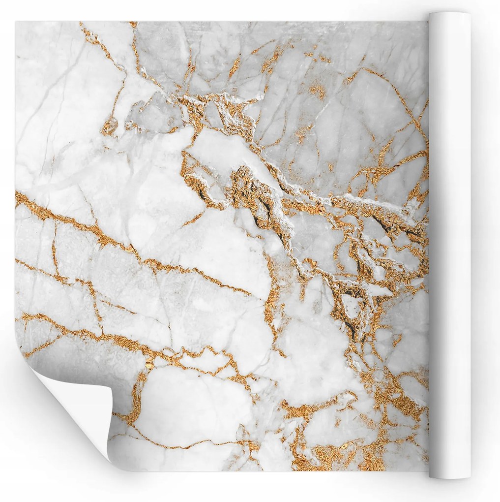 Méretre szabott fotótapéta Márvány Arany Csíkok Kő Fliz