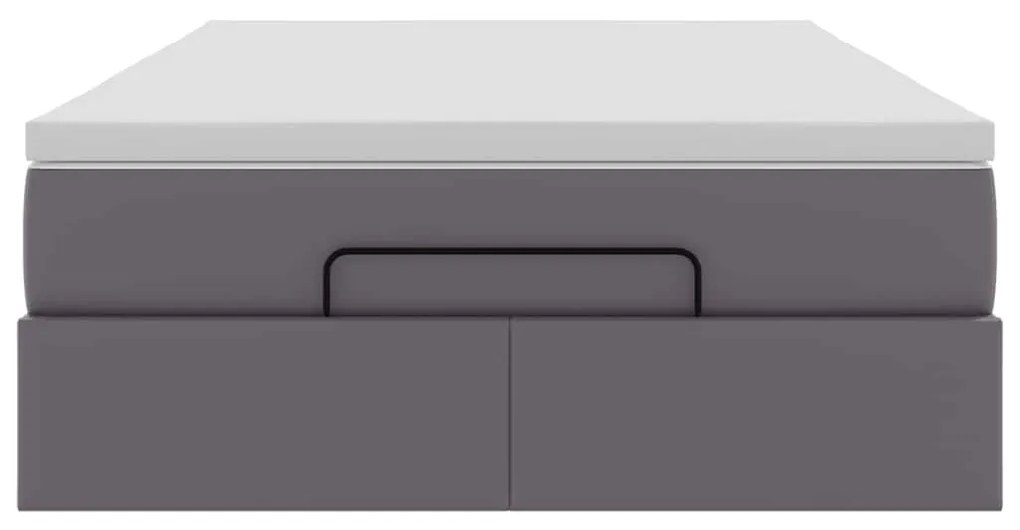 Ottomán ágykeret matraccal Szürke 120x200cm műbőrrel