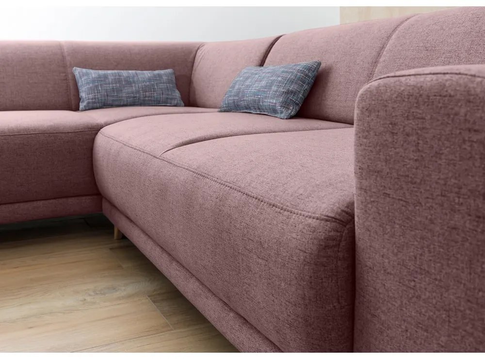 Rózsaszín kinyitható-tárolóhelyes sarokkanapé (bal oldali-L alakú) Classy Sophie – Miuform
