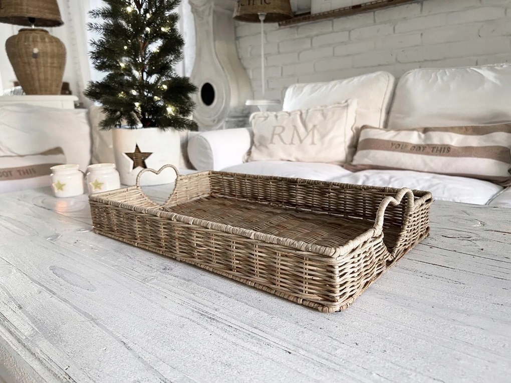 Rusztikus Rattan Tálca Hearts Hampton Rattan