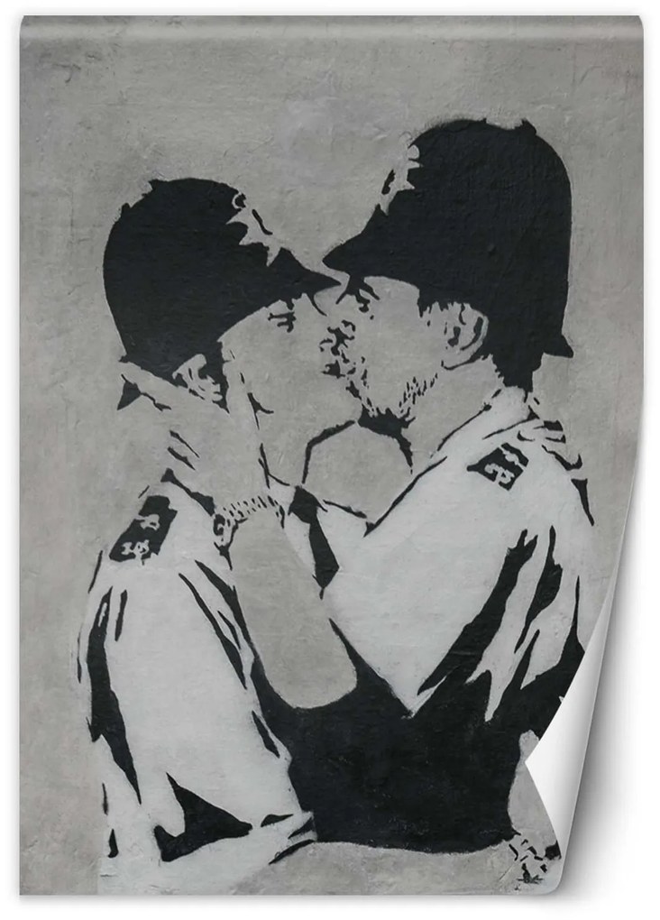 Gario Fotótapéta Csókolózó rendorök, banksy falfestmény Anyag: Vlies, Méret: 100 x 140 cm