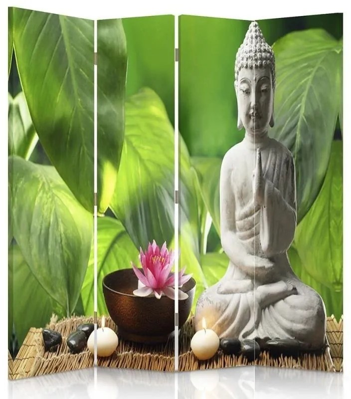 Gario Paraván Buddha leveles háttéren Méret: 145 x 170 cm, Kivitelezés: Klasszikus paraván