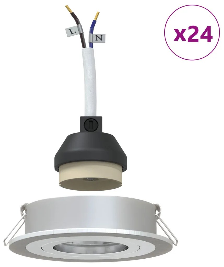 beépített spotlámpák 24 db kerek GU10 ezüst Ø91 mm