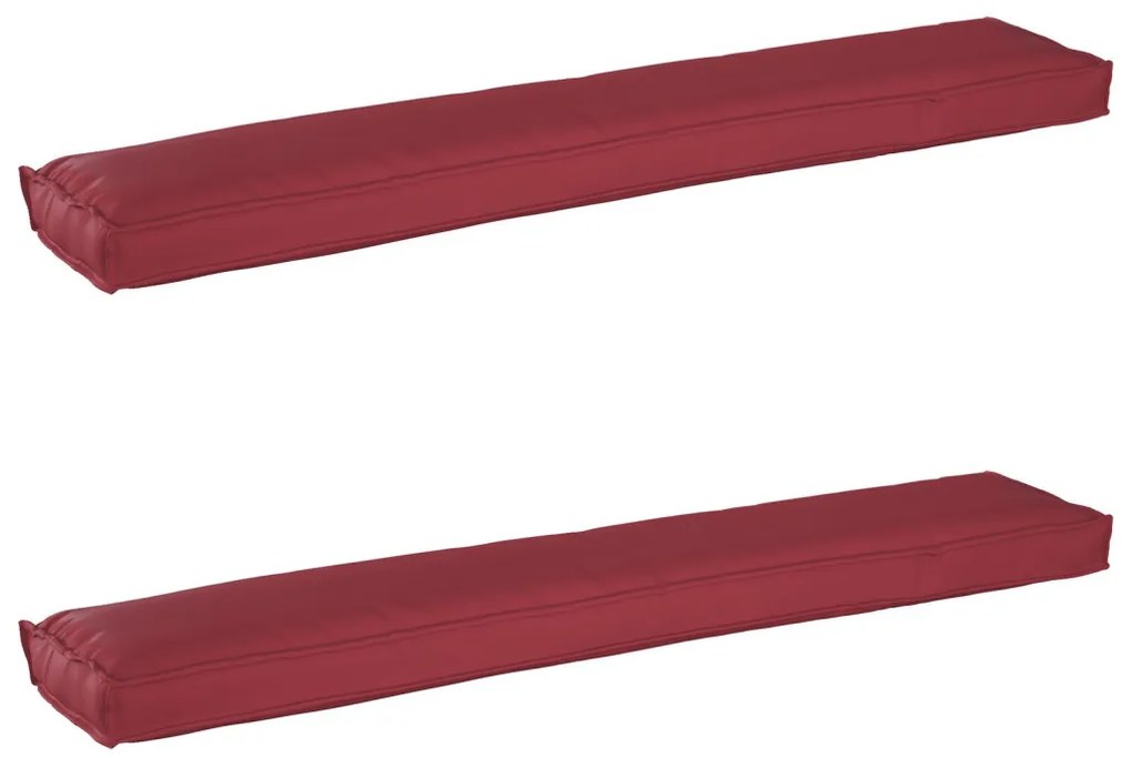 Pallet Párnák padra 2 db Burgundi vörös 200x40x8 cm Oxford szövet