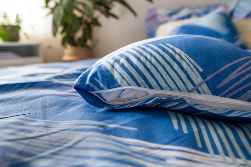 3 részes pamut lepedő Blue righe 200x140cm+90x70cm TiaHome