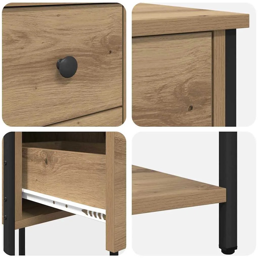 Éjjeliszekrény 2 pcs kézműves tölgy 32 x 42 x 70 cm Faanyag