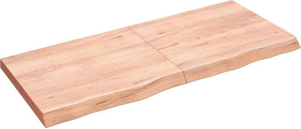vidaXL világosbarna kezelt tömör fa fürdőszobai pult 140x60x(2-6) cm