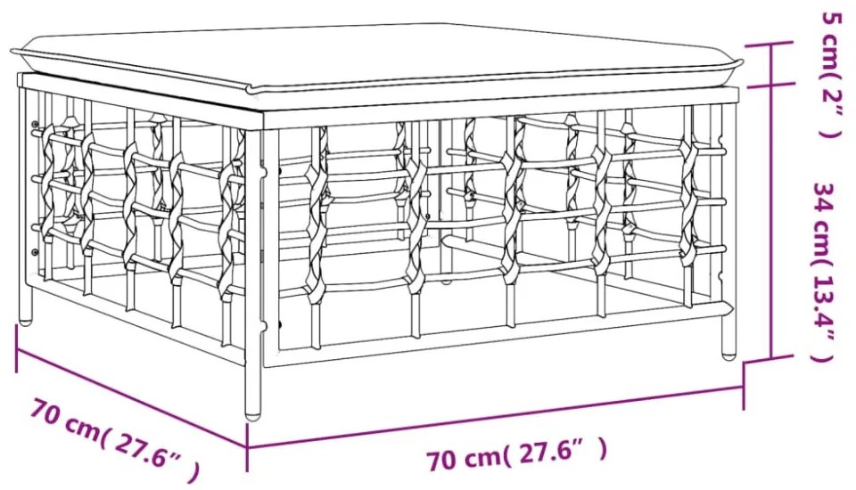 sötétszürke polyrattan kerti lábtartó bézs párnával