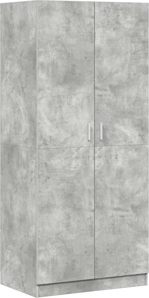 vidaXL betonszürke szerelt fa ruhásszekrény 80 x 52 x 180 cm