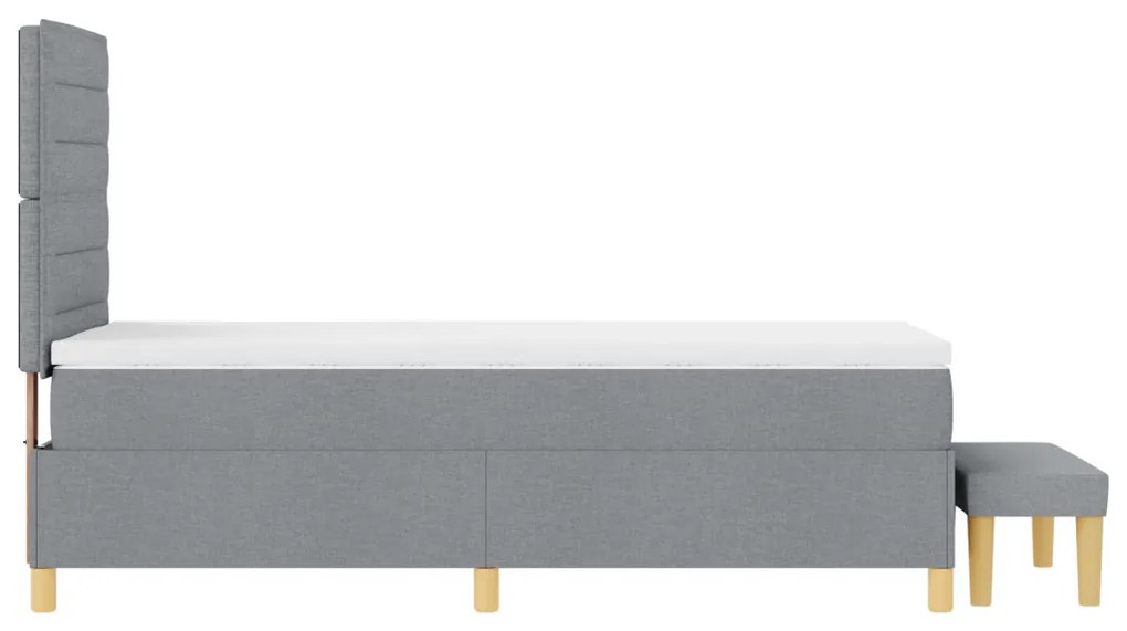 Box Spring Ágy matraccal & Pad világosszürke 100x200 cm textil