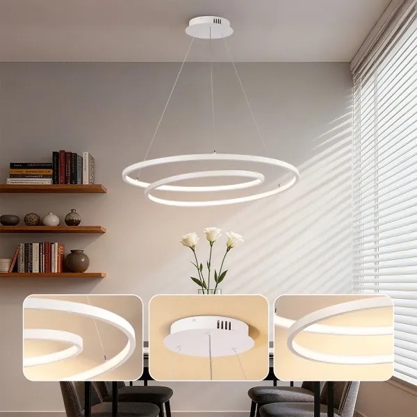 Brilagi-LED Fényerőszabályozható kábeles csillár TWISTER LED/105W/230V, átmérő 100 cm, fehér + távirányítóval