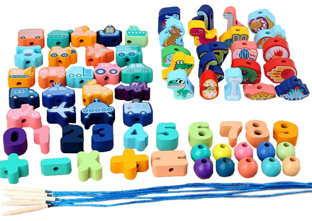 Fűzős fajáték formák és számok 138 db