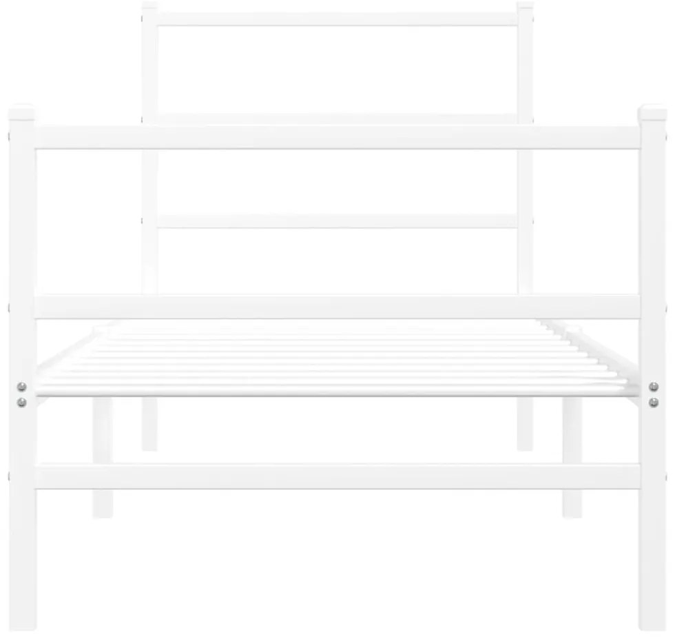 fehér fém ágykeret fej- és lábtámlával 80 x 200 cm