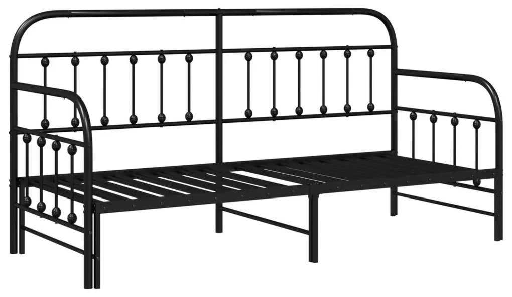 Nappali ágykeret fejtámlával Fekete 80 x 200 cm Acél