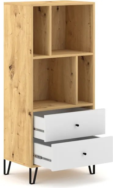 Polcos szekrény 2 fiókkal Artisan tölgy / fehér matt színkombinációban – BILBAO BL07