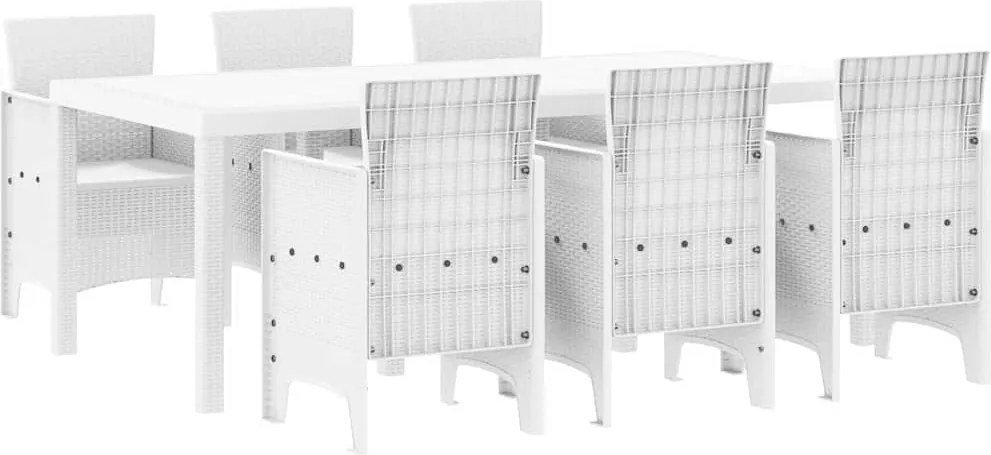 vidaXL Kert étkező szett 7 pcs Fehér Polipropilén