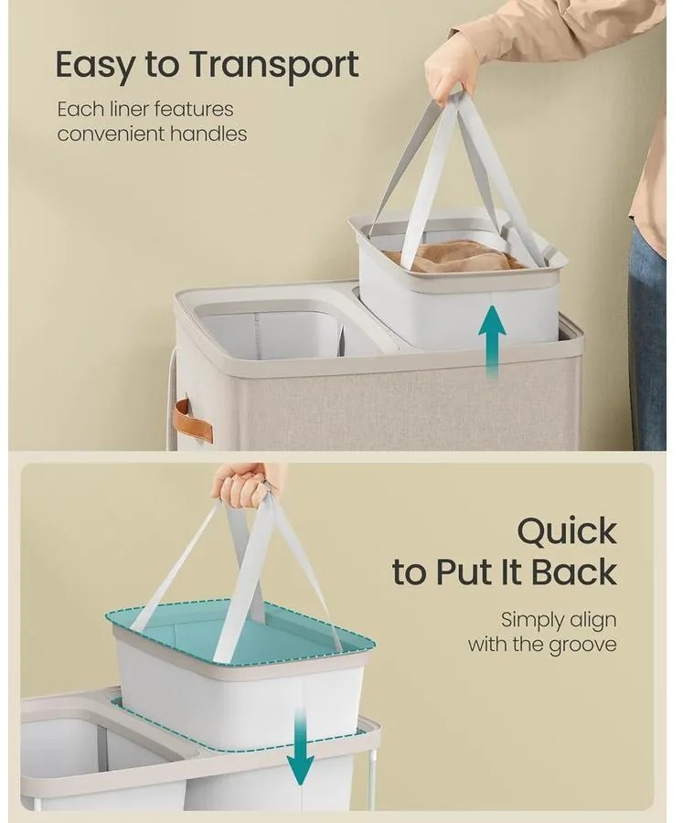 szennyestartó 170 l, 6 x 40 x 75 cm, cappuccino bézs