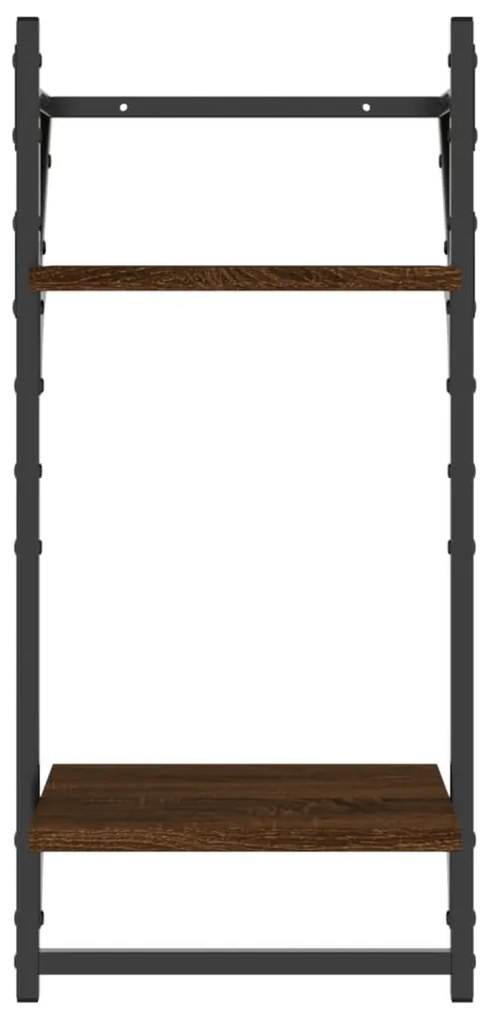 2 db 2 szintes füstös tölgy színű falipolc rúddal 30x25x65 cm