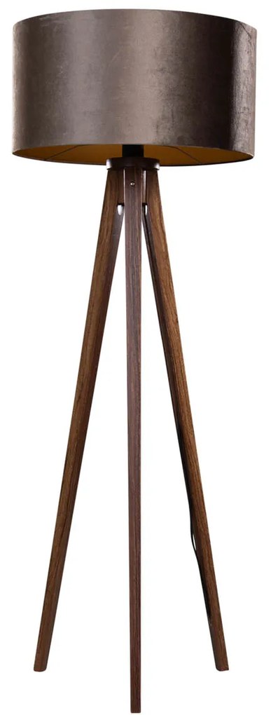 Háromlábú állólámpa diófa barna bársony árnyékkal 50 cm - Tripod Classic