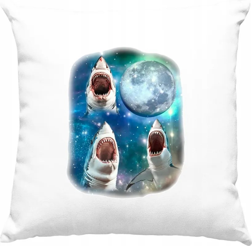 Párna Cápa Vicces Mém Hold Fehér