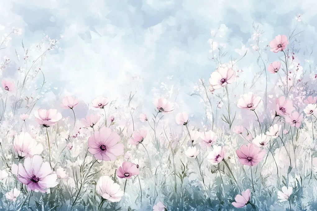 Fotótapéta Flizelina Tájkép Természet Rét Rózsaszín Virágok Tavasz 368x254 ragasztó