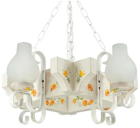 Brilagi - Láncos csillár QUEEN 4xE14/40W/230V bükk/krémszínű