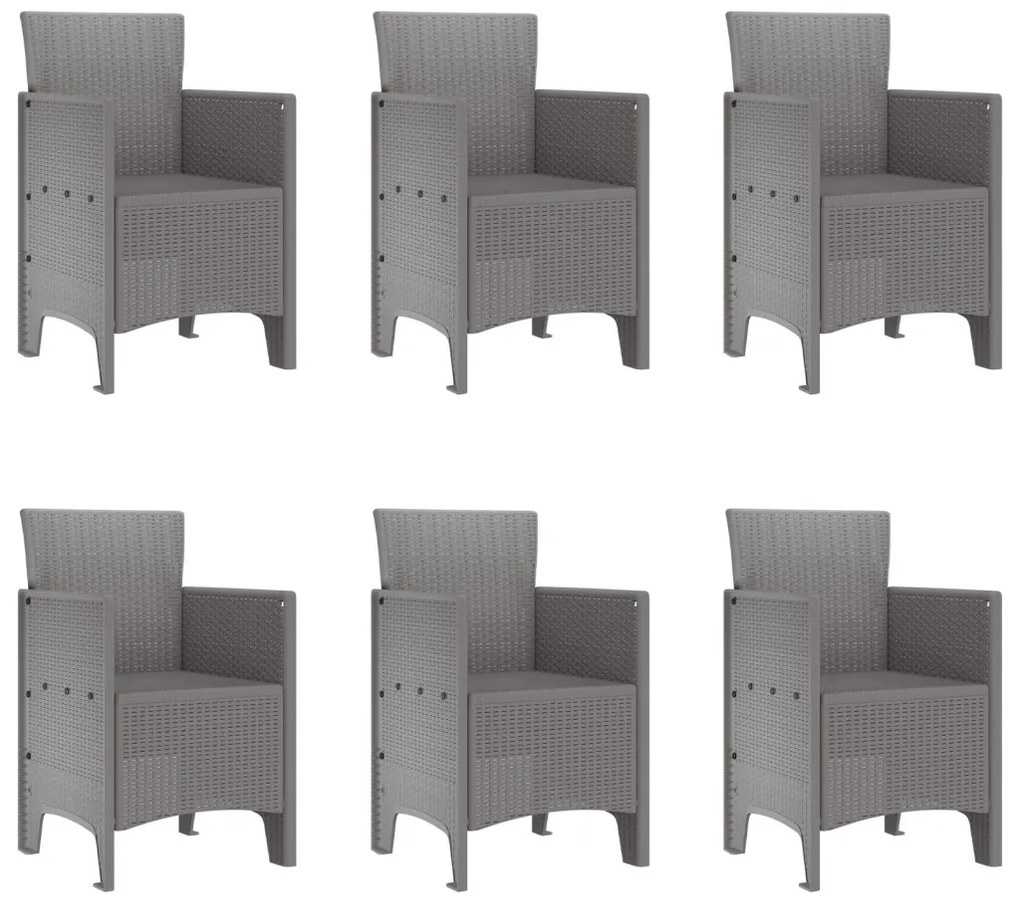 7 Részes Kerti Étkező Garnitúra Világosszürke Poly Rattan